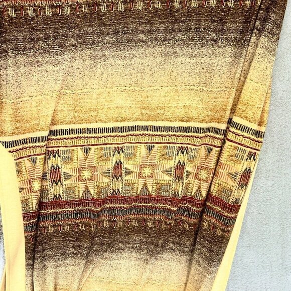 Joseph Ribkoff Gold Brown Ochre Foil Detail Short Sleeve Maxi Duster Chest 40" - Picture 9 of 9